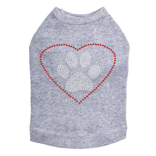 Heart with Paw Rhinestone dog tank for large and small dogs.