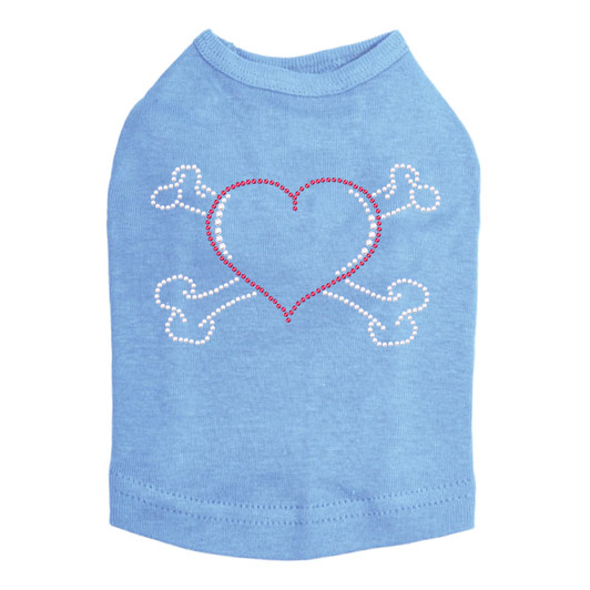 Heart with Cross Bones Rhinestone Dog Tank