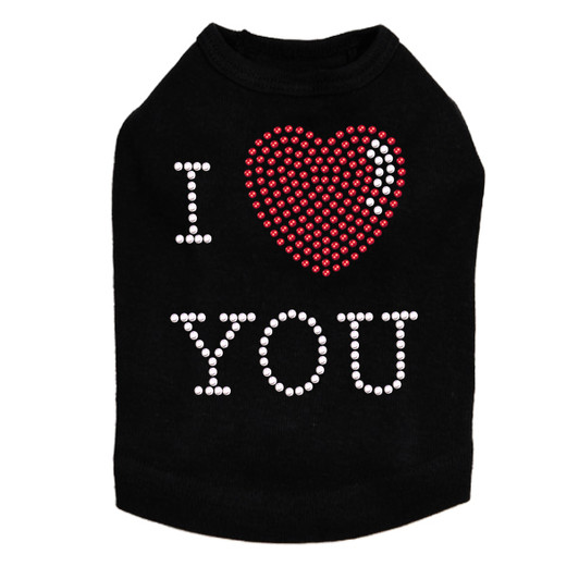 I Love You #1 Rhinestone Dog Tank