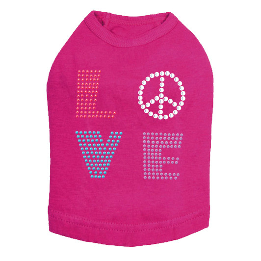 Love with Peace Sign Rhinestone Dog Tank
