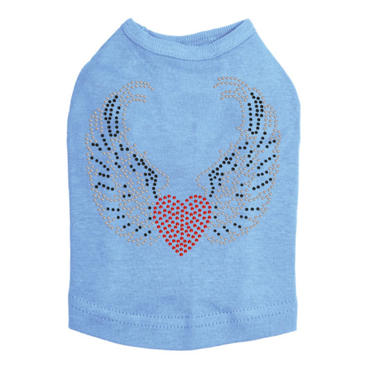 Heart with Wings #1 rhinestone dog tank for large and small dogs.