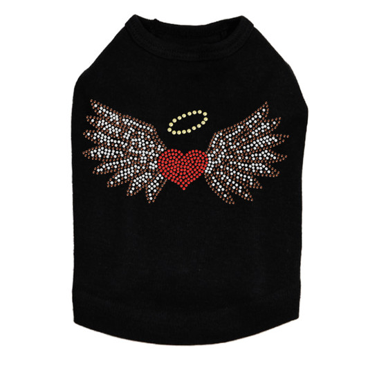 Heart with Wings & Halo Rhinestone Dog Tank