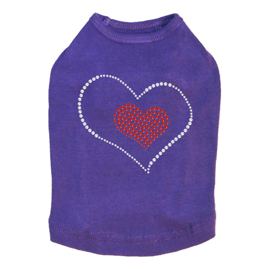 Red Heart inside Heart rhinestone dog tank for large and small dogs.