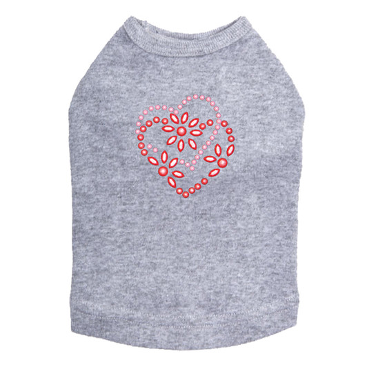 Pink & Red Flower Heart Rhinestone Dog Tank