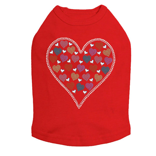 Heart with Multicolor Rhinestud Hearts Rhinestone Dog Tank