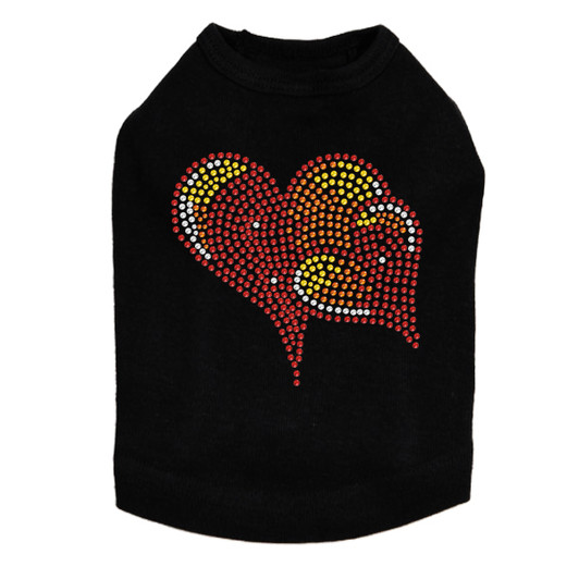 Red, Orange & Yellow Hearts Rhinestone Dog Tank