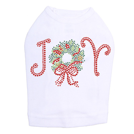 Joy Christmas Wreath - White Dog Tank