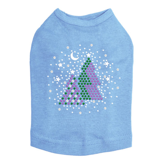 Purple & Green Christmas Trees with Swarovski Snowflakes - Blue Dog Tank