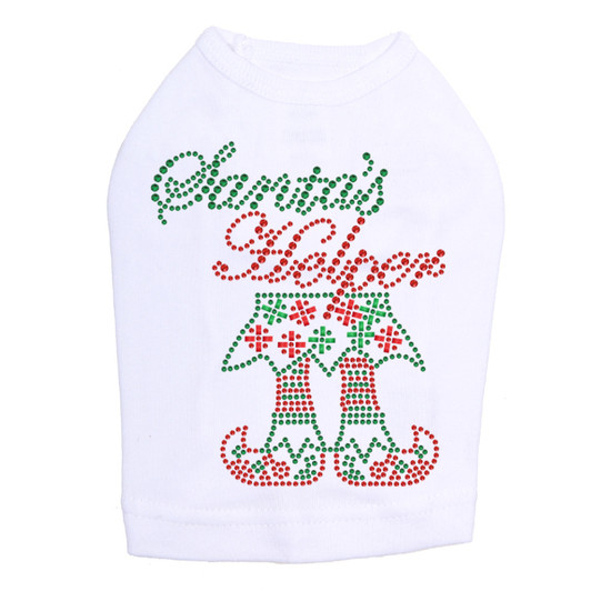 Santa's Helper - White Dog Tank