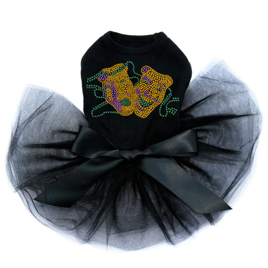 Gold Theater Comedy Tragedy Mask dog tutu for large and small dogs.