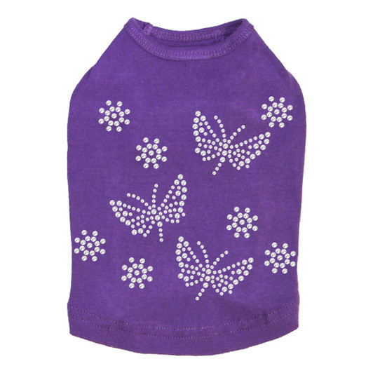Small Rhinestone Butterflies dog tank for small and large dogs.