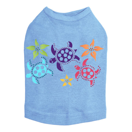 Satin Sea Turtles with Flowers dog tank for small and big dogs