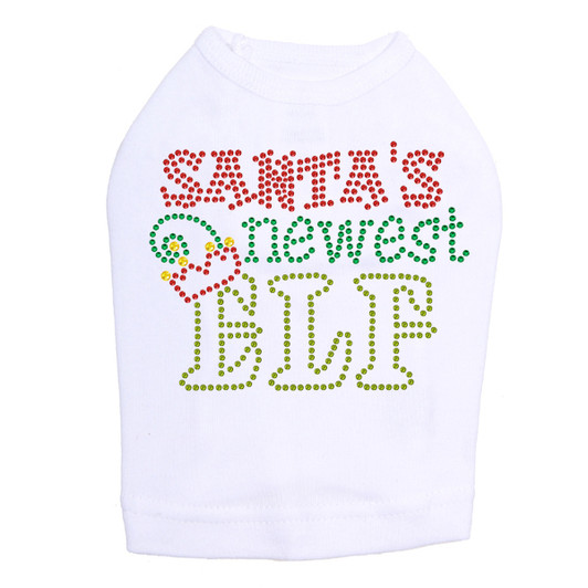Santa's Newest Elf - White Dog Tank