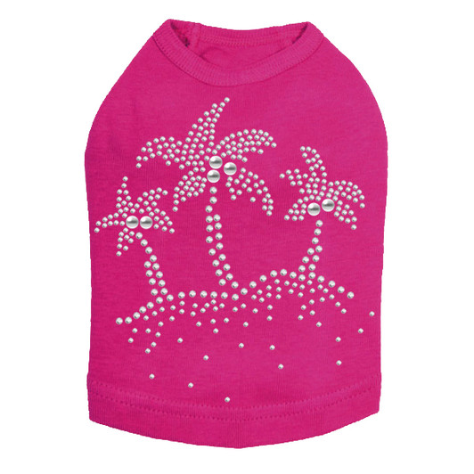 Palm Trees - Silver dog tank for small and big dogs