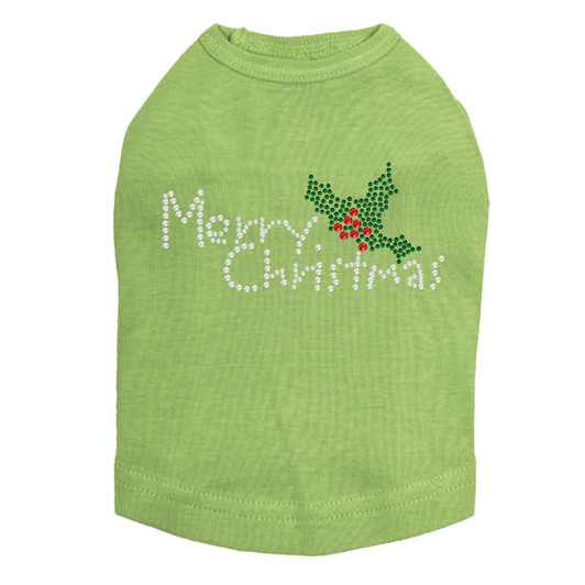 Merry Christmas with Holly - Lime Dog Tank
