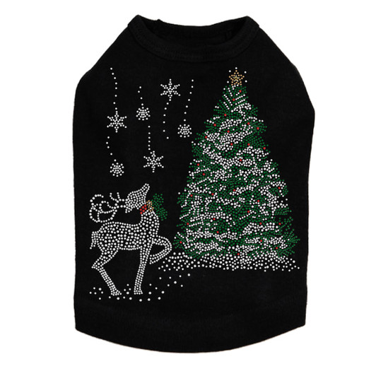 Christmas Tree with Reindeer - Black Dog Tank