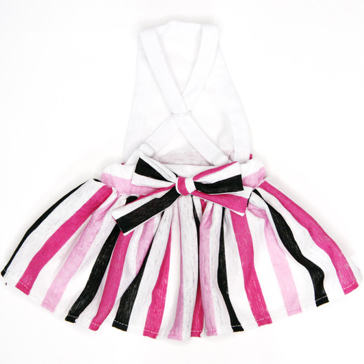 Pink and black striped skirt or sundress.  