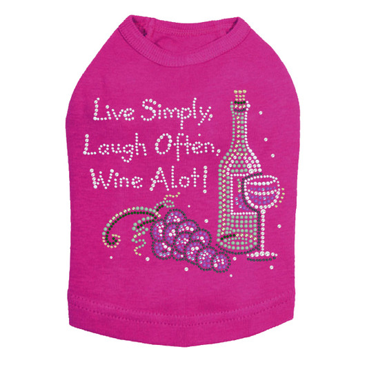 Wine Bottle, Glass & Grapes - Live Simply... - Dog Tank