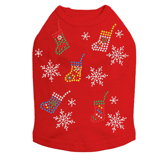 Stockings & Snowflakes Rhinestone Dog Tank