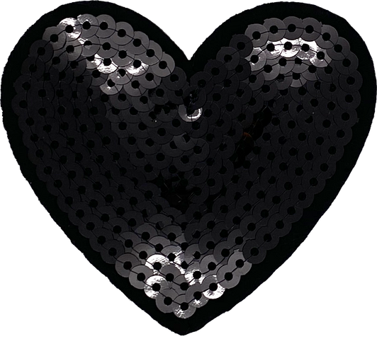 Black Sequin Heart - Patch