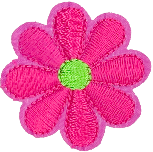 Hot Pink/Green Daisy 8 Petal Flower - Patch