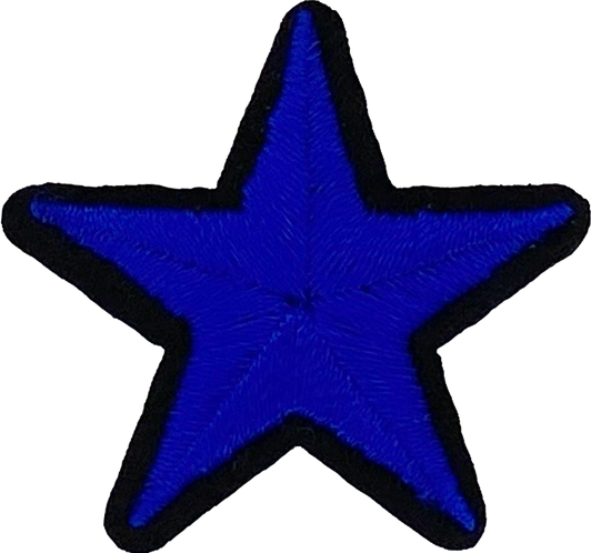 Blue with Black Outline Star - Patch