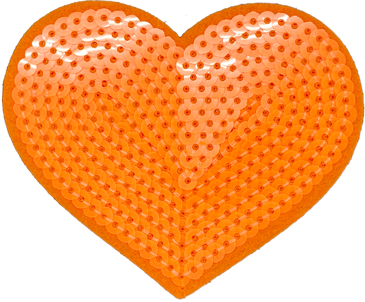 Orange Sequin Heart - Patch