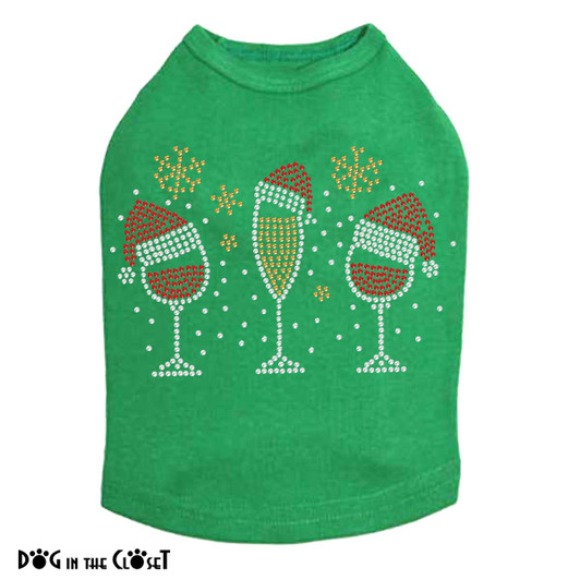 Christmas Wine Glasses Rhinestone Dog Tank