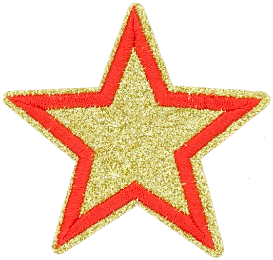 Gold Glitter Star Red Outline - Patch