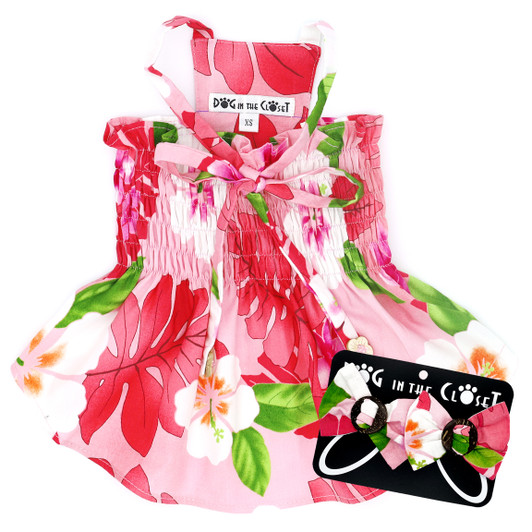 Aloha Pink Hawaiian Dress.  Hair Bows sold separately