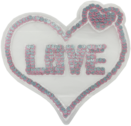 Large Love Sequin Heart - Patch