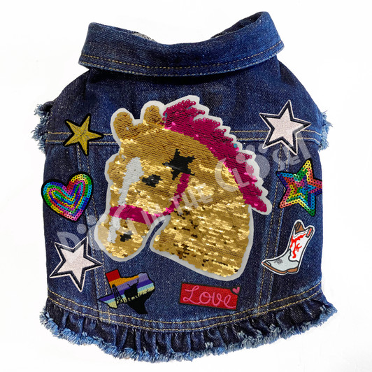 Western Sparkle Denim Dog Jacket