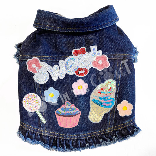 I Love Sweets Denim Dog Jacket