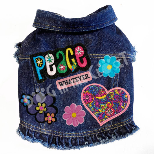 Peace & Flowers Denim Dog Jacket