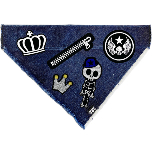 Biker Skulls Denim Bandana