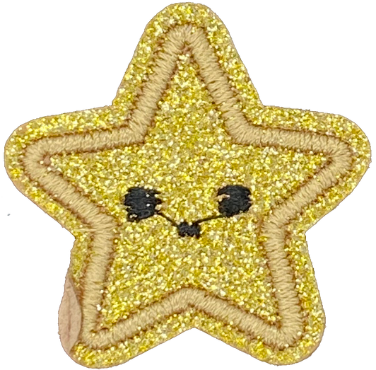 Gold Glitter Star Face - Patch