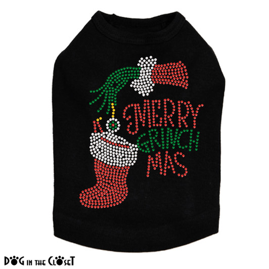 Merry Grinchmas Rhinestone Dog Tank