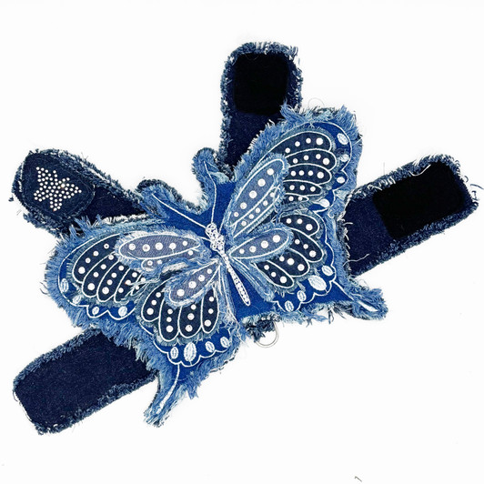 Navy Butterfly Denim Harness Vest Navy Butterfly Denim Harness Vest