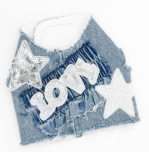 Vintage Silver Love Denim Harness Vest