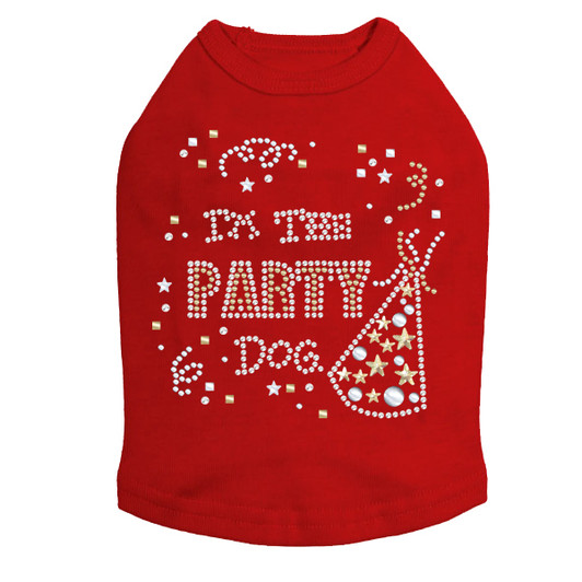 Party Dog rhinestone dog tank for large and small dogs..