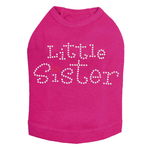 Little Sister rhinestone dog tank for large and small dogs.
