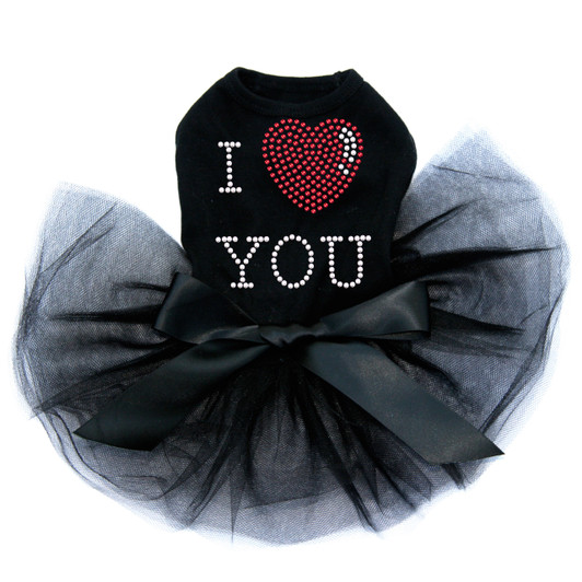 I Love You # 1 black dog tutu for large and small dogs.