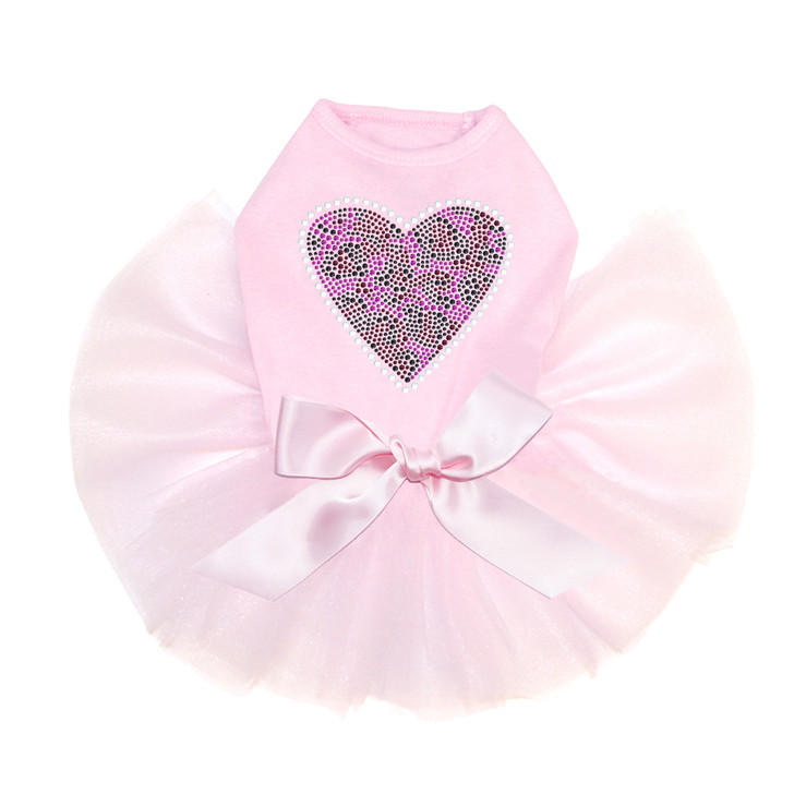 Fuchsia Leopard Heart pink dog tutu for large and small dogs.