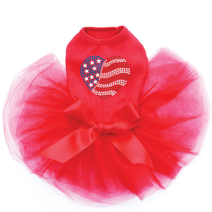 Patriotic Heart # 2 red dog tutu for large and small dogs.
