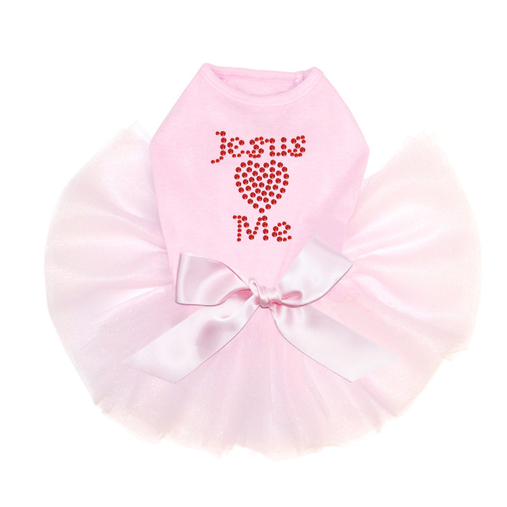 Jesus Loves Me pink dog tutu for large and small dogs.