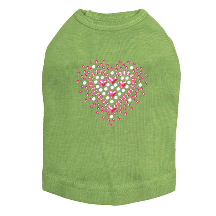 Pink Austrian crystal Heart rhinestone dog tank for large and small dogs.