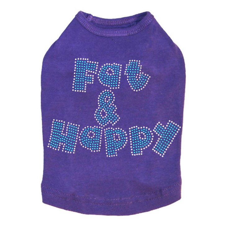 Fat & Happy dog tank for large and small dogs.
6" X 4" design with blue & clear rhinestones.