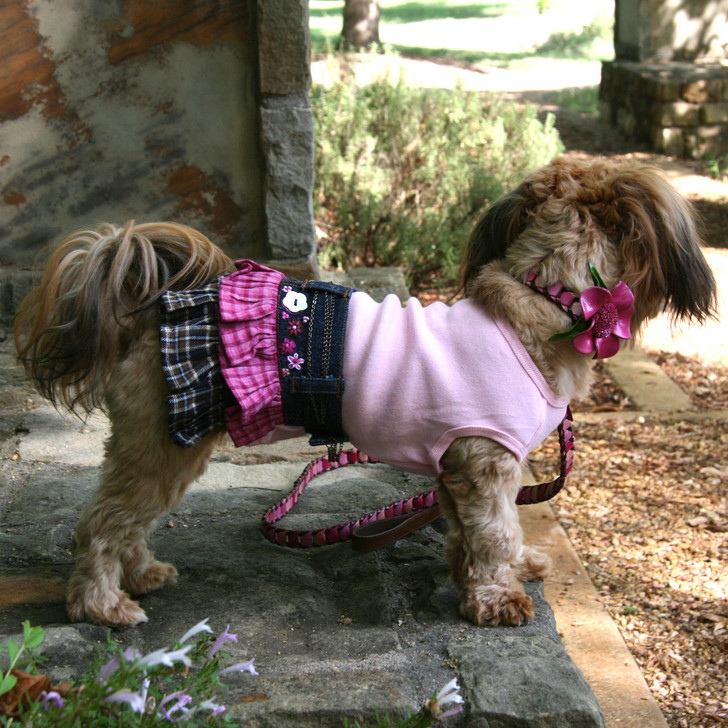 The Francine has flannel ruffles, hand embroidery and buttons made of natural shells