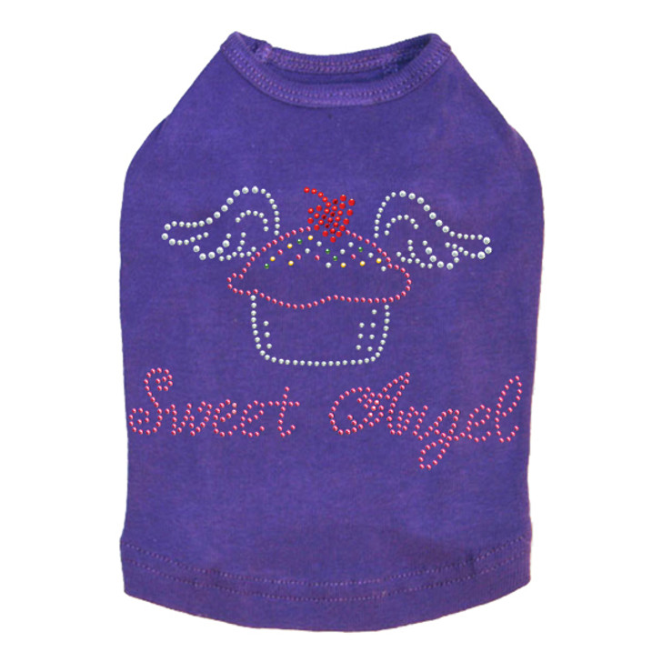 Sweet Angel - Dog Tank - 6" X 4" design with clear, pink, red, Green, & gold rhinestones.