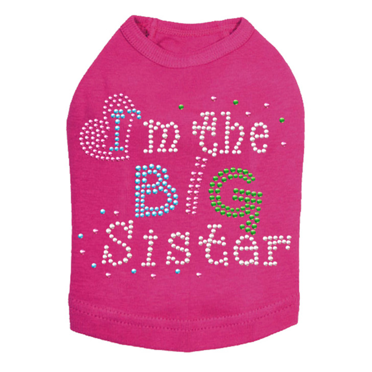 I'm the Big Sister dog tank for large and small dogs.
6' X 5" design with silver, pink, blue, & green nailheads.